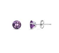 3MM Classic Brilliant Round Cut Cubic Zirconia (CZ) Sterling Silver Solitaire Stud Earrings/Ear Studs for Women Ladies Girls - Birthstone Earrings - AMETHYST PURPLE. 3-AMET