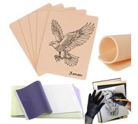 3MM Fake Skin Tattoo Practice Kit - YONGDA 5pcs Tattoo Practice Skins Double Sides Practice Skin Fake Tattoo with 20pcs Tattoo Transfer Paper Stencil for Tattoo Supplies