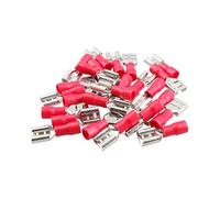 3mm Female Red Electrical Cable Wire Spade Terminals Crimps Connectors 25pc