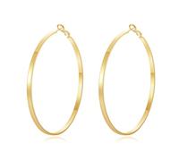 3mm Flat Large Gold Hoop Earrings 925 Sterling Silver Post Hypoallergenic 14K Real Gold Plated 5mm Wide Big Gold Hoop Earrings for Women 20/30/40/50/60/70mm
