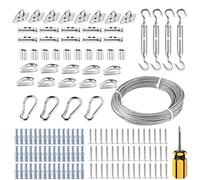 3mm Garden Wire for Climbing Plants, 20m PVC Coated Stainless Steel Wire Rope with Turnbuckle, Plate Hook & Clamps, Heavy Duty Trellis Wire Wire Trellis Kit for Outdoor String Hanging & Fence
