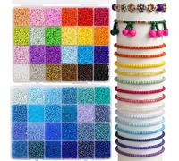 3mm Glass Seed Beads 40 Colors, Approx 10000pcs Small Craft Beads | 8/0 Tiny Beads for Jewelry Making, Embroidery Kits, and DIY Bracelet Crafting Supplies
