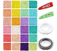 3mm Glass Seed Beads Bulk for Bracelet Making Kit,4800pcs 24 Colors Small Pony Tiny Beads for Embroidery Necklaces Earrings Crafting, Jewellery Making Kit