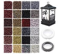 3mm Glass Seed Beads Bulk for Bracelet Making Kit,4800pcs 24 Colors Small Pony Tiny Beads for Embroidery Necklaces Earrings Crafting, Jewellery Making Kit