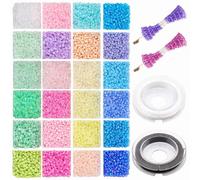 3mm Glass Seed Beads for Bracelet Making Kit,4800pcs 24 Colors Small Pony Tiny Beads for Embroidery Necklaces Earrings Crafting, Jewellery Making Kit