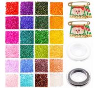 3mm Glass Seed Beads for Bracelet Making Kit, 4800pcs 24 Colors Small Pony Tiny Beads Set for Embroidery Necklaces Earrings Crafting, Jewellery Making Kit