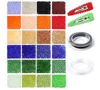 3mm Glass Seed Beads for Bracelet Making Kit, 4800pcs 8/0 Small Beads Glass Beads for Jewellery Making DIY Bracelet Necklaces Earrings and Crafting, with Elastic String