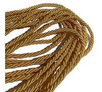 3mm Gold Metallic Rope Twisted Cord Strong All Purpose Rope Soft Cotton Polyester Blend 3 Strand Cord Rope for Crafting Upholstery Trim Curtain Tieback Decoration (3mm - Gold - 100 Meters)
