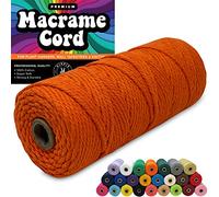 3mm Macrame Cord 3mm Thick Cords for Macrame Yarn 100% Cotton Colored Macrame Rope Cord Natural Craft Cord String Yarn Supplies 325 Feet 3 mm Cotton Macrame Cord Thin Orange Macrame Supplies