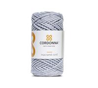3mm Macrame Cord Cotton - 100m Twisted Macrame Twine for Crafts with 40 Threads | Colored Cotton Rope String for Crafts, Wall Hanging and Plant Hangers | Macrame Supplies | Cordonna | Grey