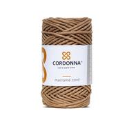 3mm Macrame Cord Cotton - 100m Twisted Macrame Twine for Crafts with 40 Threads | Colored Cotton Rope String for Crafts, Wall Hanging and Plant Hangers | Macrame Supplies | Cordonna | Beige
