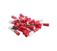 3mm Male Red Electrical Cable Wire Spade Terminals Crimps Connectors 25pc