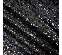 3mm MINI Sequin Fabric Material, 1 Way Stretch /130cm Wide / 14 Colours (Sold by The metre) (Black)