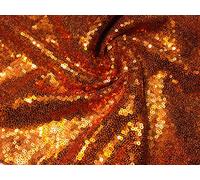 3mm Mini Sequin Fabric Material - 2 Way Stretch - Wedding Dress Backdrop - 130cm Wide - Matte Paillettes or Sparkling Sequins (Sold by The Metre) (Copper Orange)