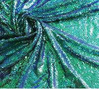 3mm MINI Sequin Fabric Material, Green Purple Sequins, Mermaid Sequins, Green Fish Tail 1 Way Stretch /120cm Wide (Sold by the metre) (Iridescent Green)