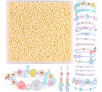 3mm Seed Beads for Bracelet Making, 5000Pcs Small Beads for Jewellery Making, 8/0 Tiny Beads Pastel Frosted Beads for DIY Necklace Rings Earrings and Crafts, Yellow