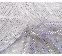 3mm Sequin Fabric Sparkly Stretch Metallic Jersey White
