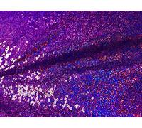 3mm Sequins Fabric 2 Way Stretch Fish Scales Multicoloured Material for Carnival Crafts - 130cm Wide (1 METRE, Iridescent Purple)