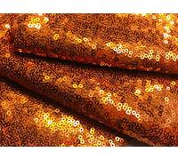3mm Sequins Fabric 2 Way Stretch Fish Scales Multicoloured Material for Carnival Crafts - 130cm Wide (1 METRE, Copper Orange)