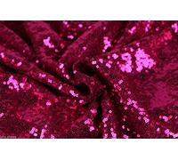 3mm Sequins Fabric 2 Way Stretch Fish Scales Multicoloured Material for Carnival Crafts - 130cm Wide (1 METRE, Raspberry Pink)