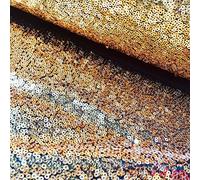 3mm Sequins Fabric 2 Way Stretch Fish Scales Multicoloured Material for Carnival Crafts - 130cm Wide (1 METRE, Black on Gold)