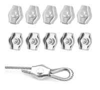 3mm Simplex Bolt Wire Rope Clip,10Pieces Stainless Steel Cable Clamp for Wire Rope,Simplex Single Bolt Cable Clamp,Rigging Fasteners,For Clothesline, Banner, Awning Fastening,Rigging Railing