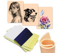 3mm Tattoo Practice Skins Kit, Includes 3PCS 3mm Soft Silicone Double Sides 7.4x5.6" Tattoo Fake Skin and 10PCS Tattoo Transfer Paper