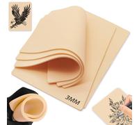 3MM Tattoo Skin Practice - 5Pcs Anghie Tattoo Practice Skins 7.4 * 5.6'' Tattoo Fake Skin 3MM Thick Blank Double Sides Tattoo Skin Practice Skins for Tattoo Beginner Practice Tattoo Supplies