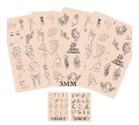 3MM Thick Tattoo Practice Skin, Double-Sided Silicone Training Pad with Light Gray Pre-Printed Fine Line Stencils, Realistic Synthetic Skin for Precise Tattooing & Beginners (3MM-Pink Pad-A-4pcs)