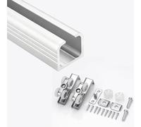 3mm Thickened Pocket Door Track, Quietly Sliding Door Hardware with Stopper, Spliced Sliding Closet Door Track and Hardware for Bypass Door(Silver,320cm/126in)