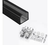 3mm Thickened Pocket Door Track, Quietly Sliding Door Hardware with Stopper, Spliced Sliding Closet Door Track and Hardware for Bypass Door(Black,240cm/94.5in)