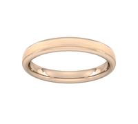 3mm Traditional Court Heavy Matt Centre With Grooves Wedding Ring In 9 Carat Rose Gold - Ring Size M