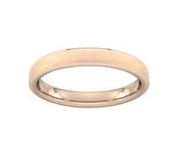 3mm Traditional Court Standard Polished Chamfered Edges With Matt Centre Wedding Ring In 18 Carat Rose Gold - Ring Size L