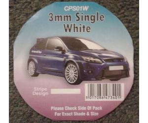 3mm White Pin/Styling Stripe for Car, Home or Office approx 10 metre self adhesive roll