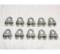3MM Wire Rope Grips x10 (DIN741 Galvanised Commercial Cable Clamp Bulldog Clip)