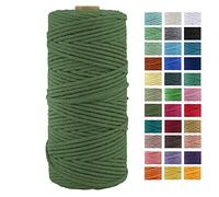 3mm x 109Yards Thick Natural Cotton Macrame Cord, 4 Strand Twisted Cotton Cord Rope for Soft Macrame Natural Color Handmade Wall Hanging, Plant Hanger, Craft, Knitting, Decorative Project