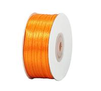 3mm x 91m Thin Orange Ribbon Helloween Satin Ribbon, 1/10 inch Slim Orange Ribbon for Gift Wrapping Wedding Halloween Xmas Birthday Cake Hair Bow Florist Bouquet Crafts Decorations