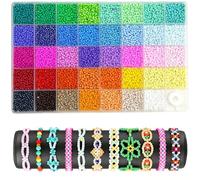3mm9600pcs Seed Beads for Jewelry Making, 39 Colors Uniform Small Beads for Bracelet Making Kit, Glass Seed Bead Kit, Tiny Craft for DIY Art Jewelry Making