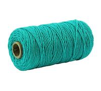 3mmx100m Macrame Cotton Cord 4 Strand Twisted Twine Strings Rope for Wrapping Plant Hanger Knitting Tapestry DIY Home Craft (Turquoise)