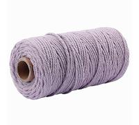 3mmx100m Macrame Cotton Cord 4 Strand Twisted Twine Strings Rope for Wrapping Plant Hanger Knitting Tapestry DIY Home Craft (Lilac)