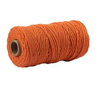 3mmx100m Macrame Cotton Cord 4 Strand Twisted Twine Strings Rope for Wrapping Plant Hanger Knitting Tapestry DIY Home Craft (Orange)