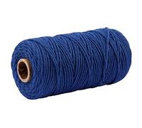 3mmx100m Macrame Cotton Cord 4 Strand Twisted Twine Strings Rope for Wrapping Plant Hanger Knitting Tapestry DIY Home Craft (Royal Blue)