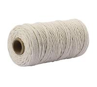 3mmx100m Macrame Cotton Cord 4 Strand Twisted Twine Strings Rope for Wrapping Plant Hanger Knitting Tapestry DIY Home Craft (Beige)