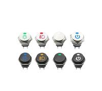 3MOG7Y1 22mm 2NO Metal Button Rocker Switch Stainless Steel 15A 12V Self-locking Two Positions Car Toggle Switches 250V 16A 4 Pins Red