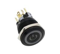 3MOG7Y1 22mm Waterproof Metal Push Button Switch LED Light Black Momentary Latching Car Engine PC Power Switch 3V 5V 12V 24V 110V 220V
