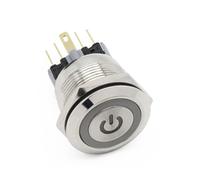 3MOG7Y1 22mm Waterproof Metal Push Button Switch LED Light Black Momentary Latching Car Engine PC Power Switch 3V 5V 12V 24V 110V 220V