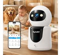 3MP Indoor Home Security Camera, Plug-in 2.4G&5G WiFi PTZ Camera, One-Click Call Baby Monitor with Baby Cry Detection, 355°Human Auto Tracking Colour Night Vision 2-Way Audio for Baby Pet&Elderly Care