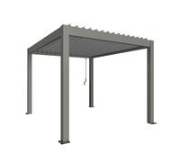 3mx3.5m Biohort Metal Pergola - Metallic Quartz Grey with Metallic Silver Roof Louvres
