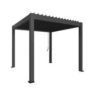 3mx3m Biohort Metal Pergola - Metallic Dark Grey with Metallic Dark Grey Roof Louvres