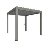 3mx3m Biohort Metal Pergola - Metallic Quartz Grey with Metallic Silver Roof Louvres